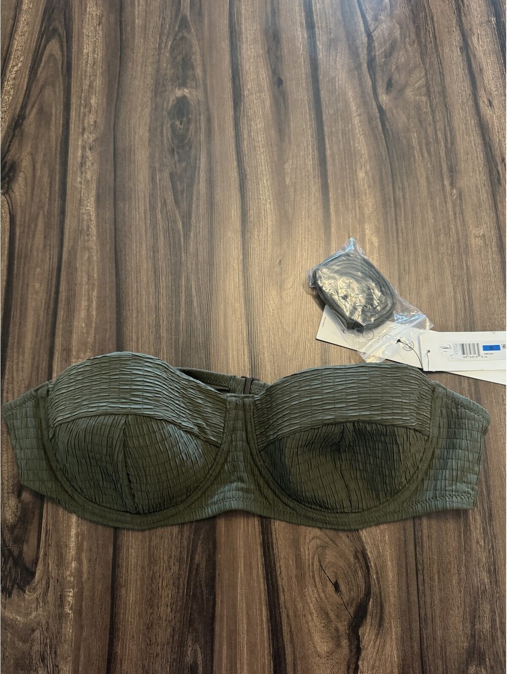 DKNY Pattern Bikini Top Removable Strap Green Women's Size XL NWT